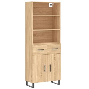 vidaXL Buffet haut Chêne sonoma 69 5x34x180 cm Bois d'ingénierie