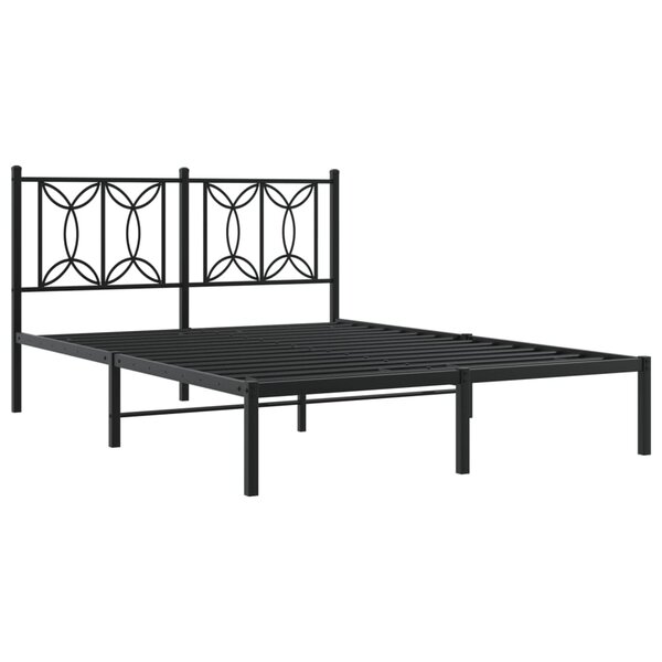 vidaXL Cadre de lit métal avec tête de lit noir 140x190 cm