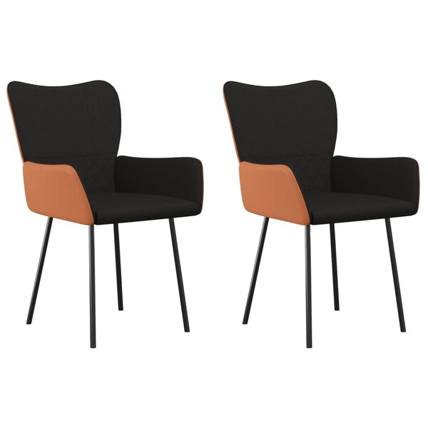 vidaXL Chaises à manger lot de 2 noir tissu et similicuir