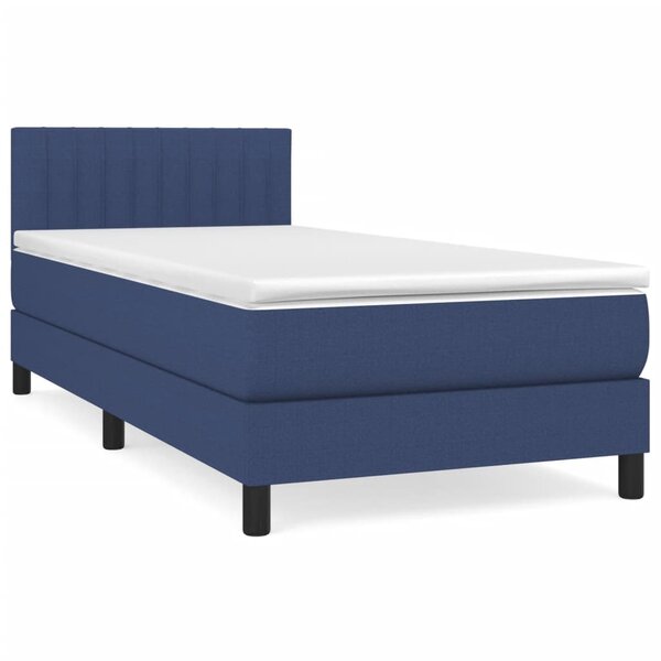 vidaXL Sommier à lattes de lit avec matelas Bleu 100x200 cm Tissu