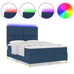 vidaXL Lit à ressorts avec matelas & lumière LED bleue 140x190 cm Tissu