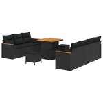 vidaXL Ensemble de canapé de jardin 10 Pièces Noir Poly rotin