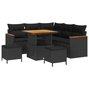 vidaXL Ensemble de canapé de jardin 8 Pièces Noir polyrotin