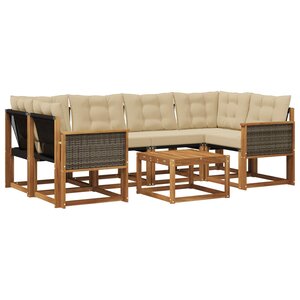 vidaXL Ensemble de canapés d'extérieur 7 Pièces Naturel et Beige