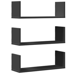 vidaXL Étagères murales 3 Pièces noir 58x18x18 cm bois d'ingénierie