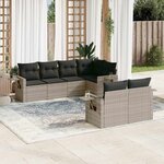 vidaXL Salon de jardin avec coussins 7 Pièces gris clair résine tressée