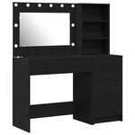 Ensemble de coiffeuse 2 pièces avec LED en bois d'ingénierie noir