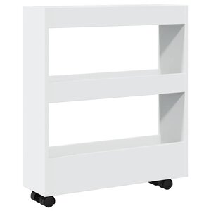 vidaXL Chariot de rangement étroit à 3 niveaux en bois d'ingénierie blanc