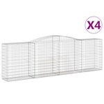 vidaXL Paniers à gabions arqués 4 Pièces 400x50x120/140 cm Fer galvanisé