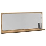 vidaXL Étagère Miroir avec étagère chêne artisanal 90 x 10 5 x 37 cm