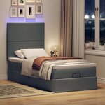 vidaXL Lit ottoman avec matelas et LED Gris foncé 80x200cm tissu