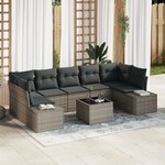 vidaXL Ensemble de Canapés de Jardin 8 Pièces avec Coussins Gris Poly Rattan
