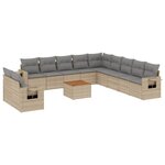 vidaXL Salon de jardin et coussins 12 Pièces mélange beige résine tressée