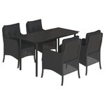 vidaXL Ensemble à manger de jardin coussins 5Pièces Noir Résine tressée