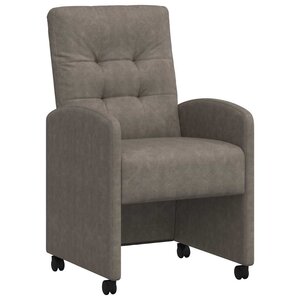 vidaXL Chaises de Salle à Manger avec Roues 2 Pièces Gris 58 x 67 x 97 cm