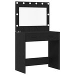 vidaXL Ensemble de Coiffeuse 3 Pièces avec LED en Bois d'Ingénierie Noir