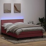 vidaXL Sommier à lattes de lit avec matelas et LED rose 160x220 cm velours