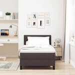 vidaXL Lit à ressorts avec tête de lit Marron foncé 90 x 200 cm tissu