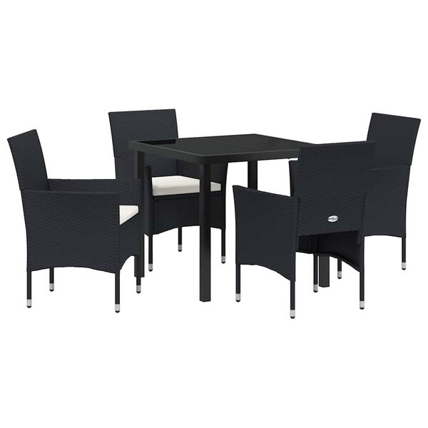 vidaXL Ensemble de salle à manger pour jardin 5 Pièces Noir polyrotin