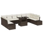 vidaXL Ensemble de canapés de jardin 11 pièces avec coussins brun en poly rattan