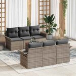 vidaXL Ensemble de canapé de jardin 7 Pièces Gris Poly rotin