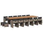 vidaXL Ensemble à manger de jardin 17 Pièces et coussins résine tressée