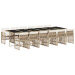 vidaXL Ensemble à manger de jardin et coussins 13 Pièces beige