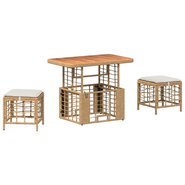 vidaXL Ensemble de salle à manger pour jardin 3 pc Nature et Blanc