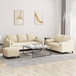 vidaXL Ensemble de canapés 3 Pièces avec coussins crème tissu