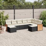 vidaXL Salon de jardin 9 Pièces avec coussins noir résine tressée