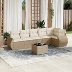 vidaXL Salon de jardin avec coussins 7 Pièces beige résine tressée
