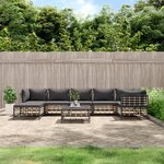vidaXL Salon de jardin 8 Pièces avec coussins anthracite résine tressée