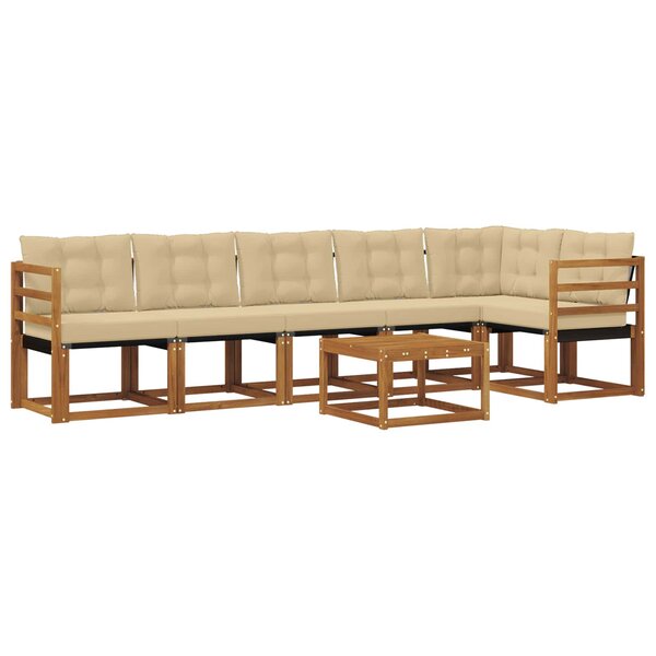 vidaXL Ensemble de canapés d'extérieur 7 pc Naturel et Beige