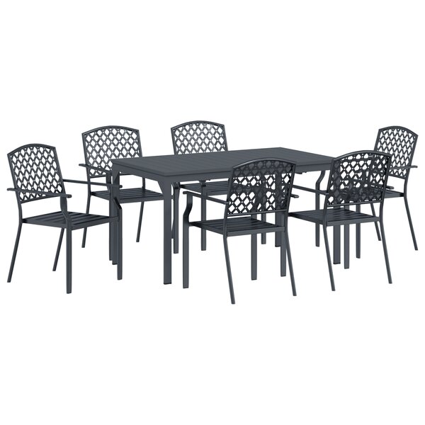 Ensemble de Salle à Manger de Jardin en 7 Pièces en Acier Anthracite vidaXL