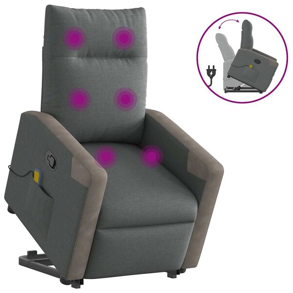 vidaXL Fauteuil de massage inclinable Gris foncé Tissu