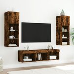 vidaXL Unités murales TV avec LED 5 Pièces chêne fumé bois d'ingénierie