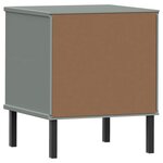 vidaXL Table de chevet avec pieds en métal Gris Bois pin massif OSLO