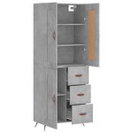 vidaXL Buffet haut Gris béton 69 5x34x180 cm Bois d'ingénierie
