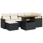 vidaXL Salon de jardin avec coussins 7 Pièces noir résine tressée acacia
