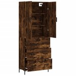vidaXL Buffet haut Chêne fumé 69 5x34x180 cm Bois d'ingénierie