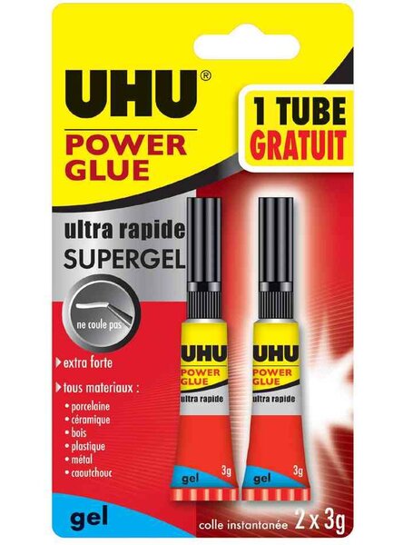 Colle instantanée POWER GLUE ultra rapide SUPERGEL  3 g UHU