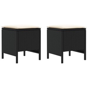 vidaXL 2 pc Pouf de Jardin Rotin PE Noir et Crème