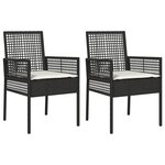 Chaises de jardin vidaXL 2 Pièces avec coussins Noir Poly Rattan