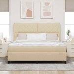 vidaXL Lit à ressorts avec matelas Crème 180 x 200 cm tissu
