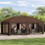 vidaXL Gazebo avec murs latéraux 6 x 3 m Marron Polyester et Acier 190