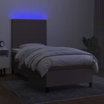 vidaXL Sommier à lattes de lit et matelas et LED Taupe 90x200 cm Tissu