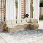 vidaXL Salon de jardin avec coussins 7 Pièces beige résine tressée