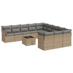 vidaXL Salon de jardin avec coussins 12 Pièces beige résine tressée