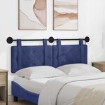 vidaXL Tête de lit suspendue Avec lumière LED Bleu police Velours