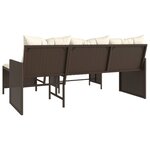 vidaXL Canapé de jardin avec table et coussins en forme de L marron